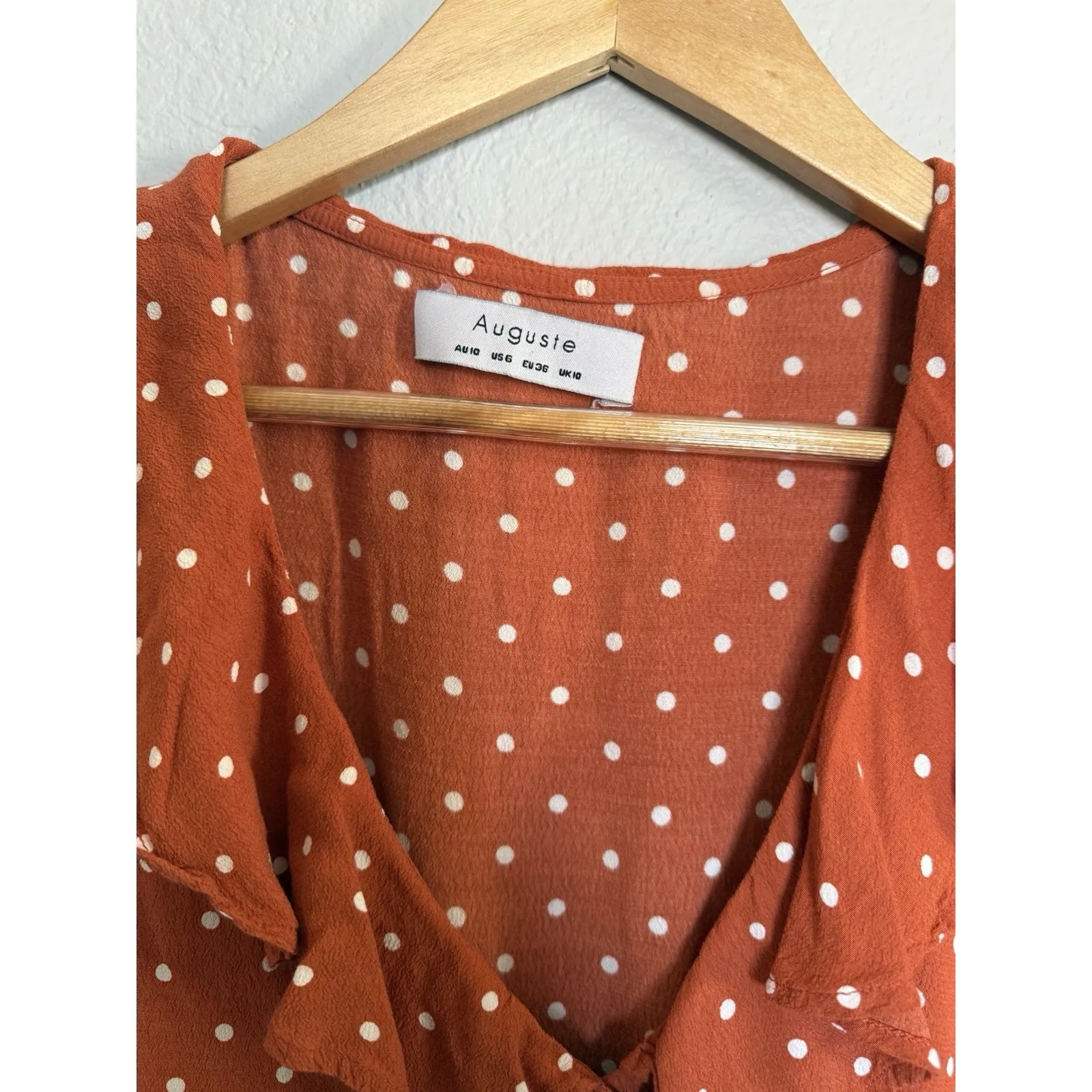 AUGUSTE The Label Size 6 Rust Lilly Day Classic Polka Dot Dress Orange - Image 7