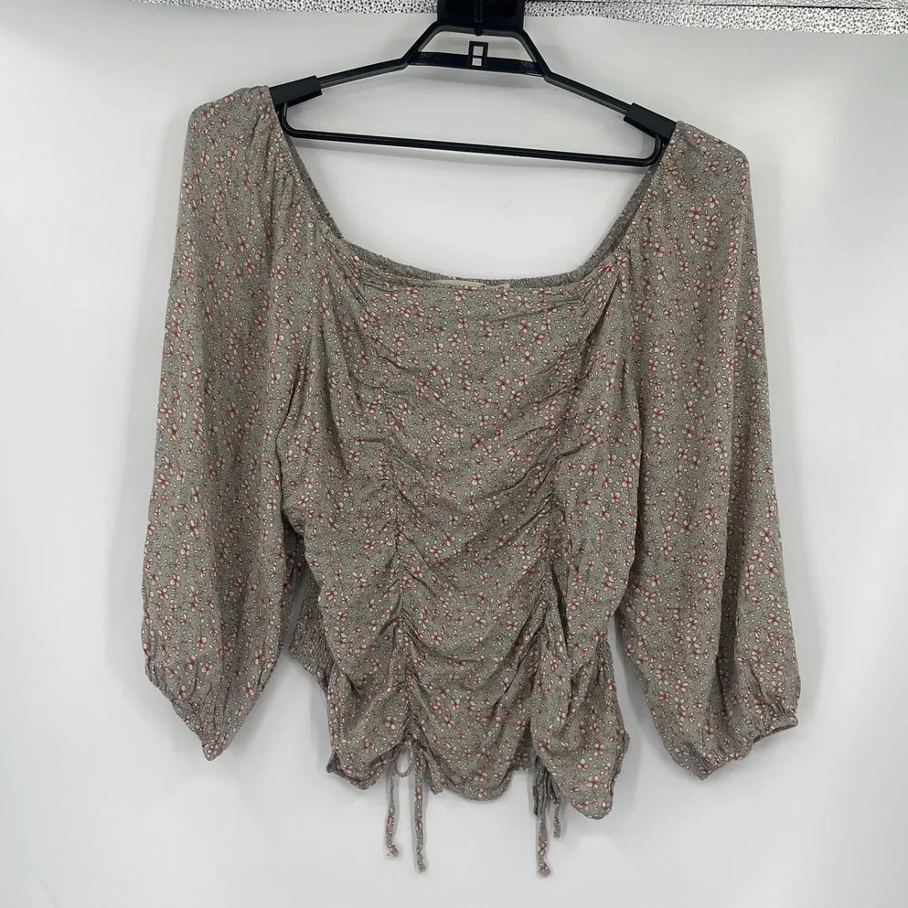 Liberty Love Milkmaid Womens Top Sz Xl Sage Cottagecore Boho Prairie Smocking - Image 2