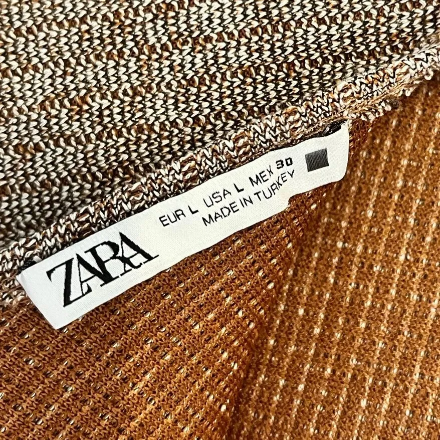 Zara Burnt‎ Orange/Brown Ribbed Midi Dress With Back Detail Size Large - Image 5