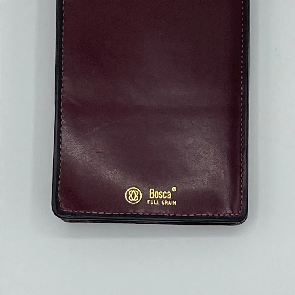 Bosca Brown Full Grain Leather Glasses Case with Gold Accent - Image 4