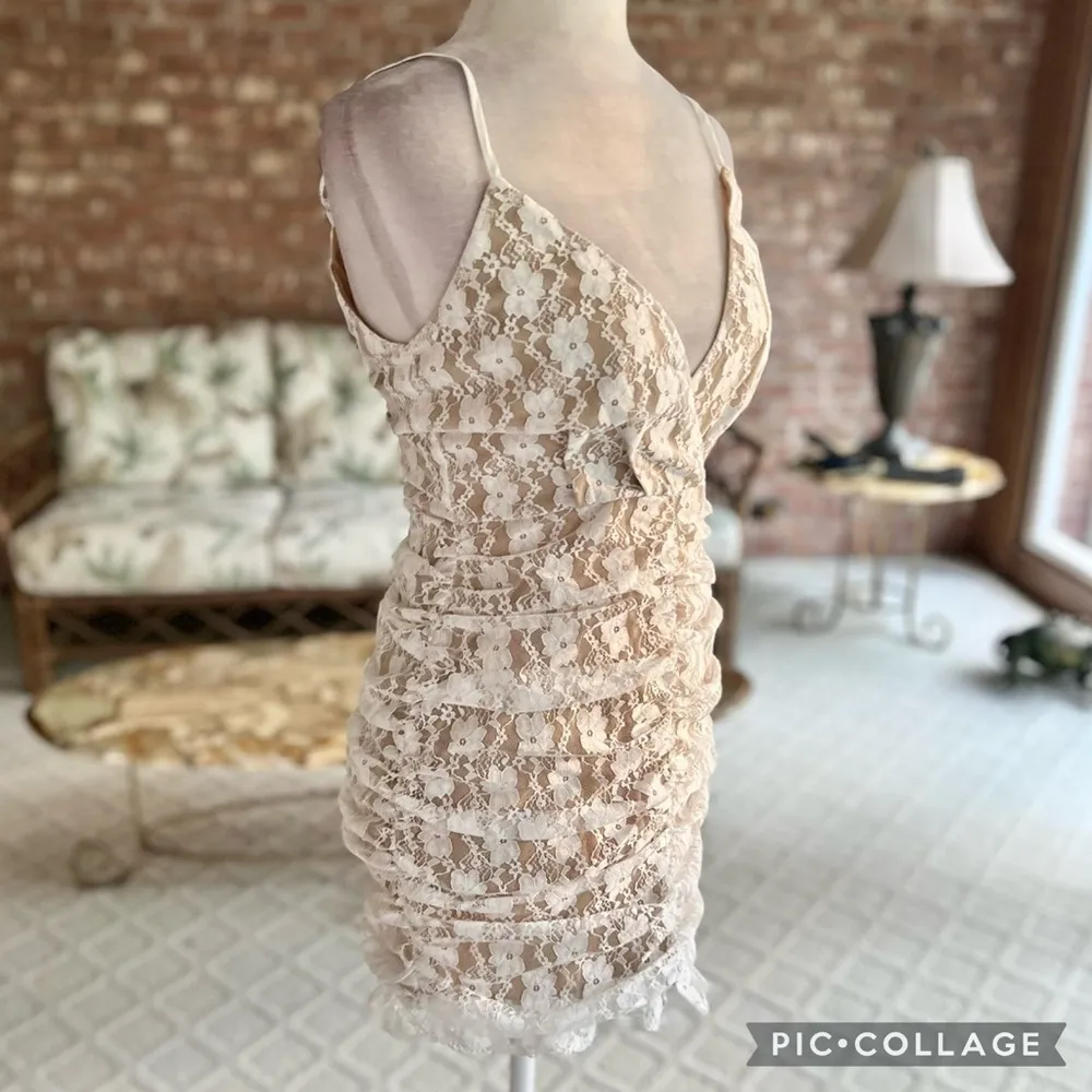 NWT Lulus Frilled To Be Here Dress Lace Lace Ruched Mini S Cocktail Party Grad - Image 13