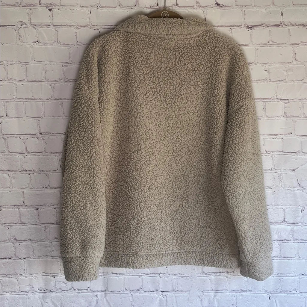 American Eagle Outfitters Tan Teddy Bear Sherpa Hoodie Woman’s Size‎ XS - Image 3