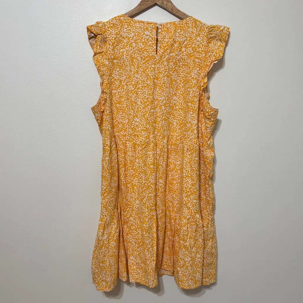 J. Crew Yellow Floral Linen Dress Size 18 Women’s Plus Ruffle Spring Summer - Image 7