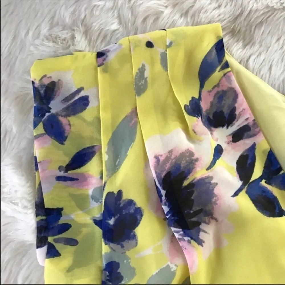 ELIZA J Yellow Floral Print Chiffon Maxi Dress Sleeveless High Lo Hem Size 2 New - Image 6