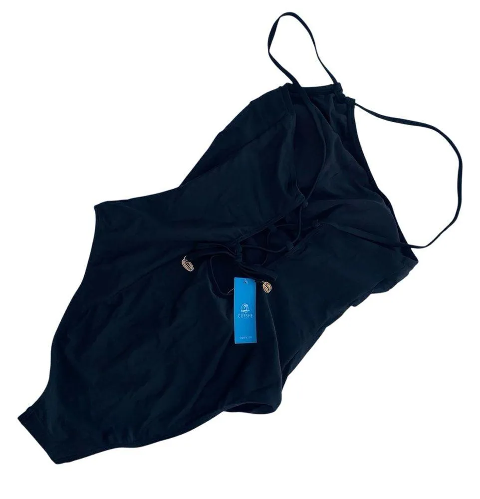 Cupshe Italian Voyage Shell Charm Lace-Up 1 pc Swimsuit Medium - Image 2