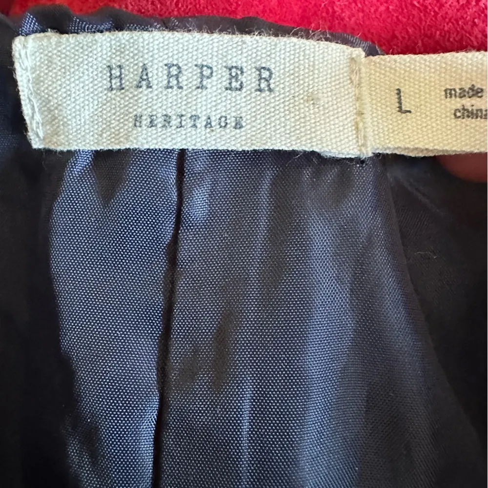 Navy blue corduroy floral embroidered mini skirt with pink accents, size large - Image 7