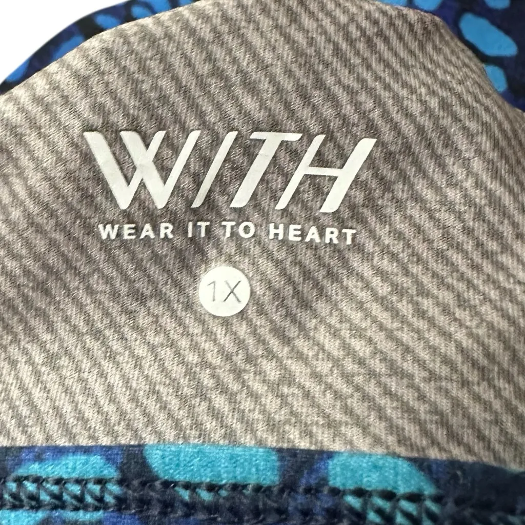 Peloton Wear it to Heart Wild Kite high neck Blue print sports bra Size 1X - Image 6