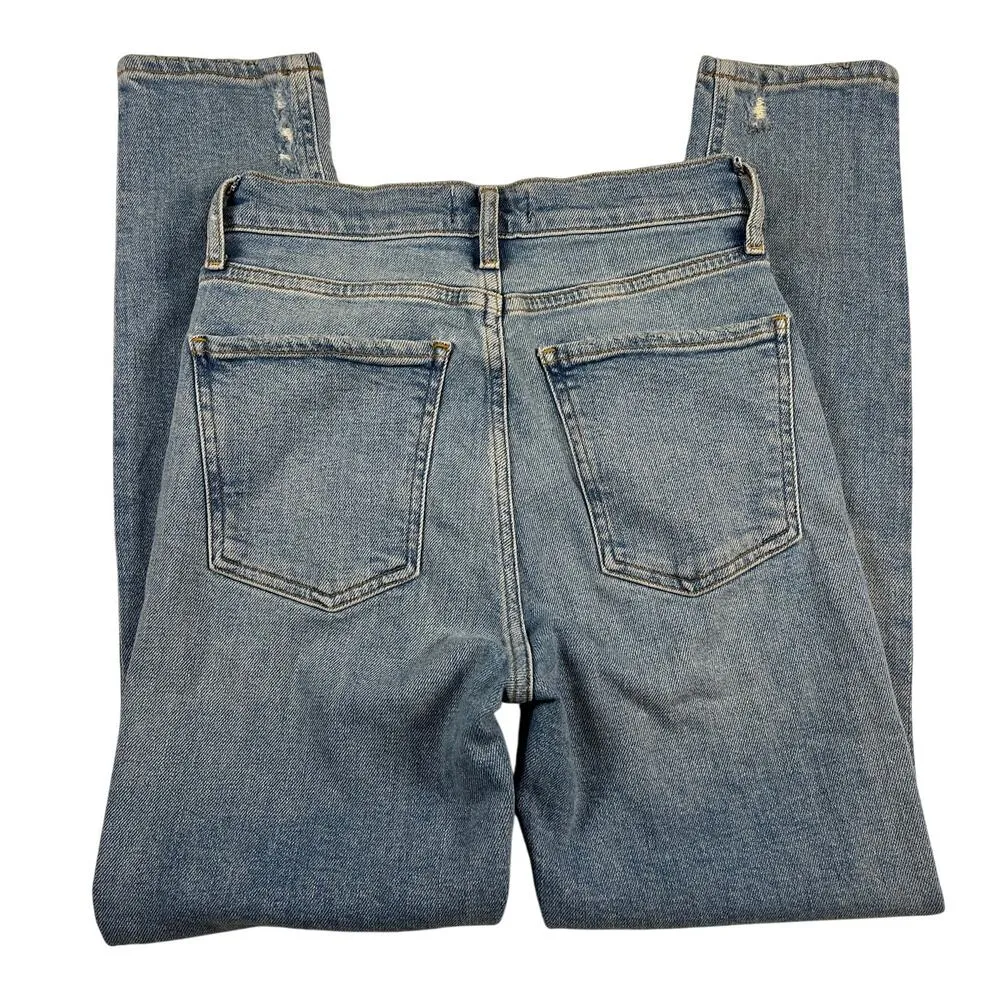 Agolde Nico High Rise Slim Jeans Button Fly Light Distressing Med Wash Size 25 - Image 9
