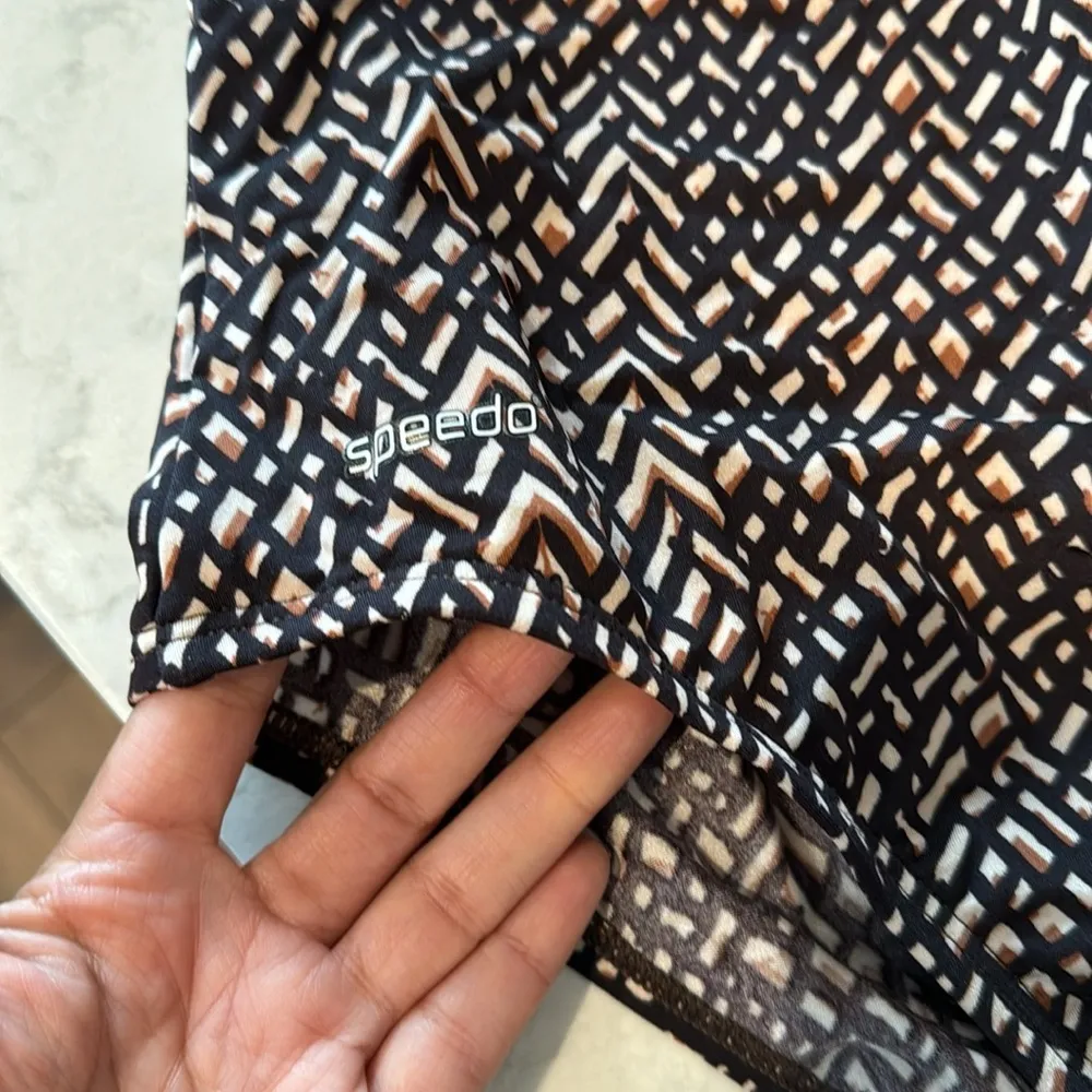 Speedo swim swimming bathing suit brown black swim class meet back to school Size 6 - Image 2