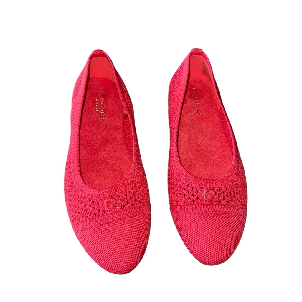 NEW Aerosoles Women's Annelie Round Toe Ballet Flats Coral Red Knit Fabric SZ-9 - Image 4