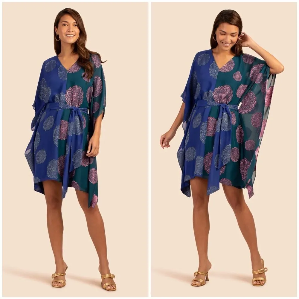 💕TRINA TURK💕 Tanaya Caftan Majestic Medallions Clip Jacquard XS *MISSING BELT* - Image 2