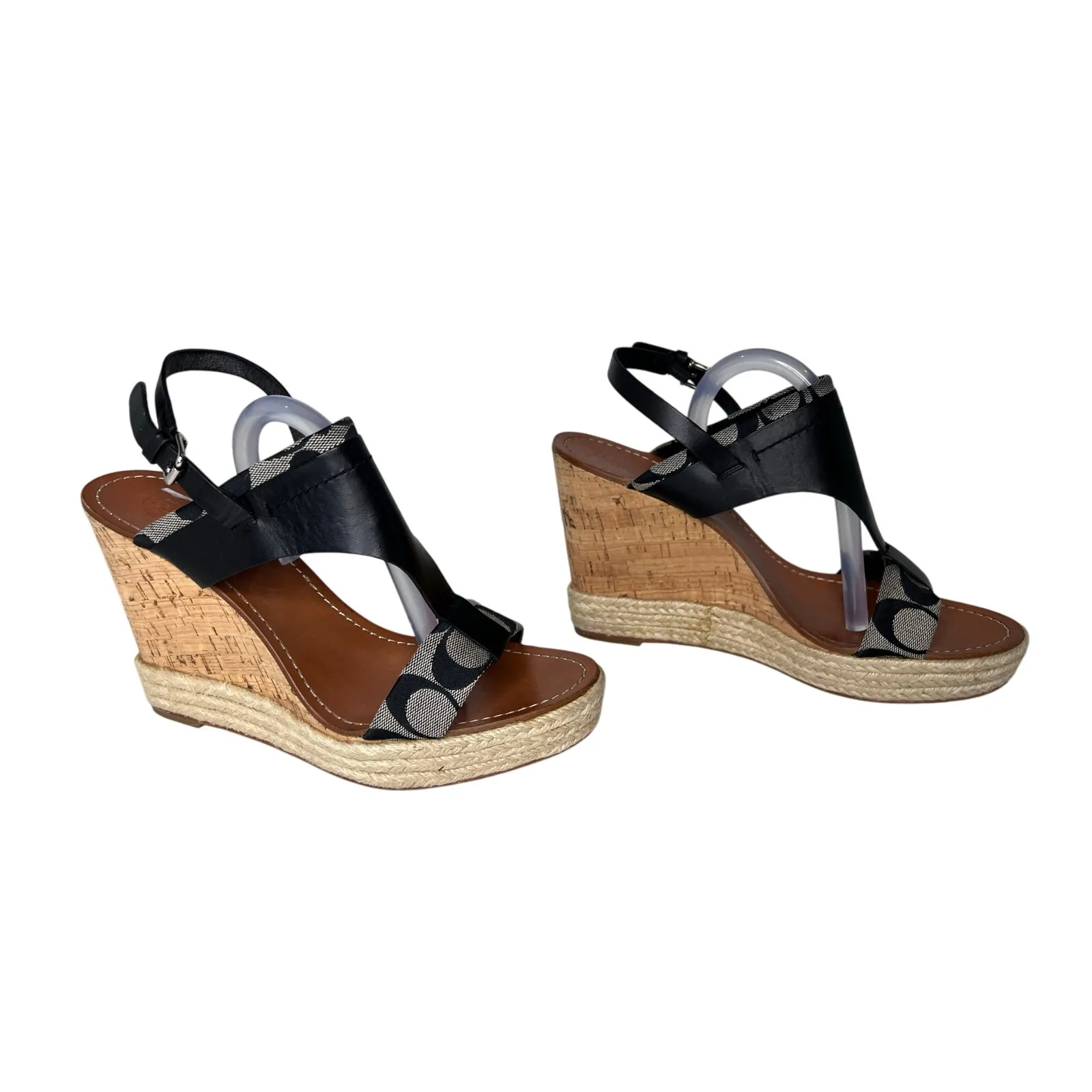 Coach Mendez Monogram Wedge Platform‎ Espadrilles Shoes Gray 10 Sexy Bohemian - Image 2
