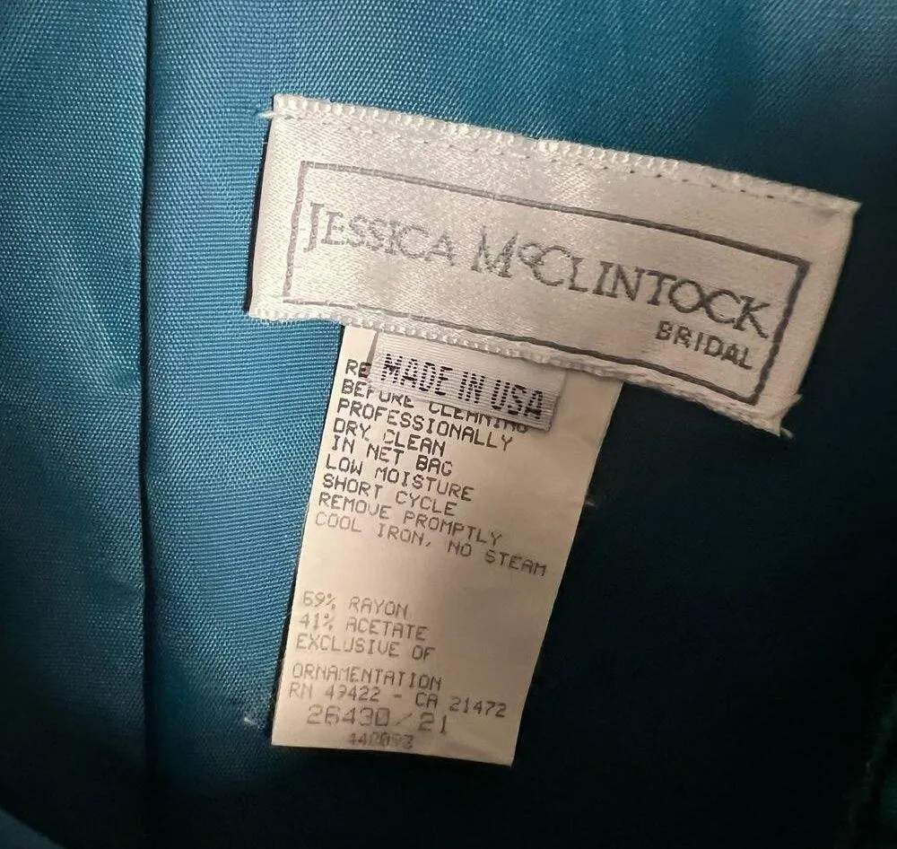 Vintage Jessica McClintock Bridal Green Short Sleeve Maxi Dress Size L - Image 10