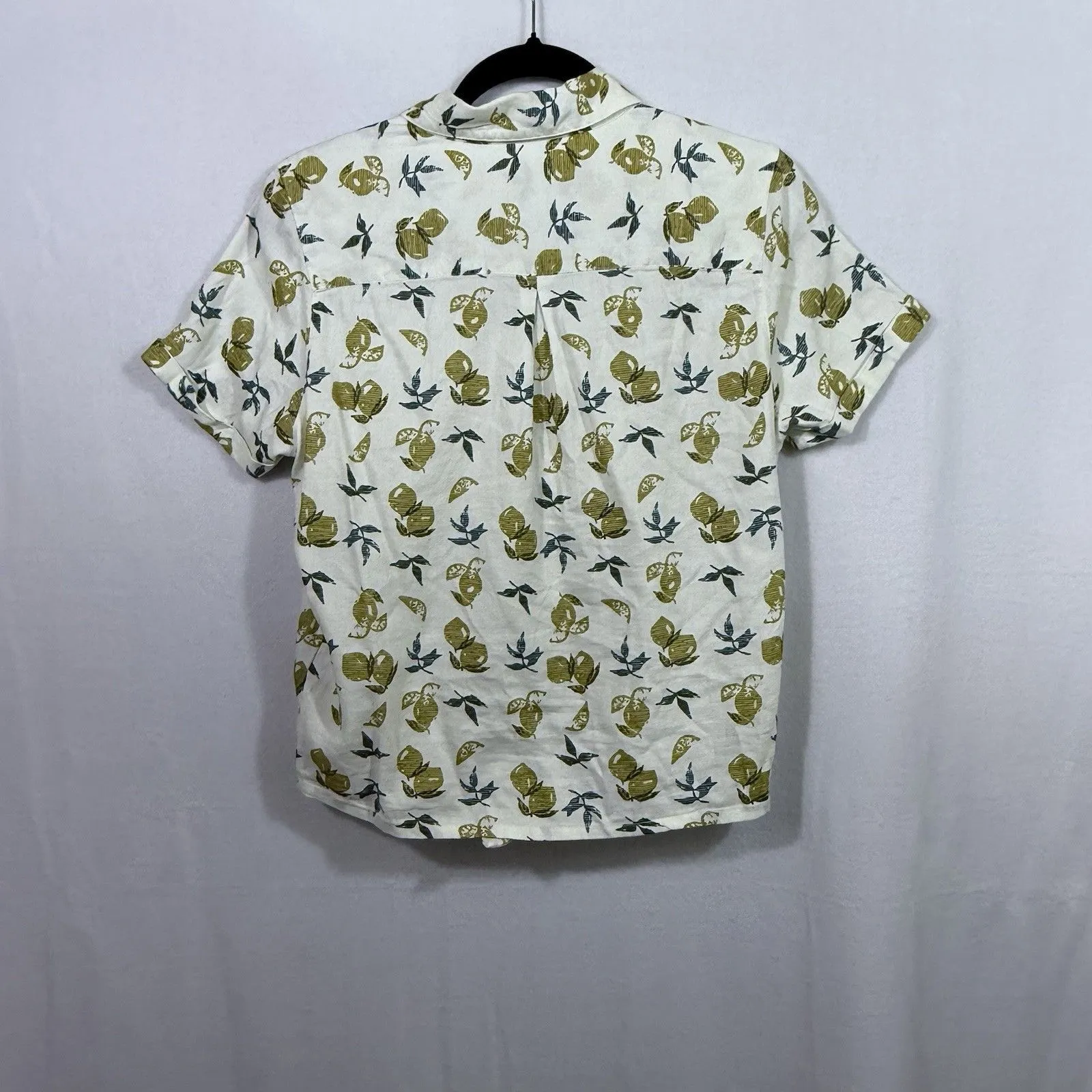 Kuhl Elsie Short Sleeve Button Up Tie Front Ivory Lemon Shirt Top Women's Size S - Image 2