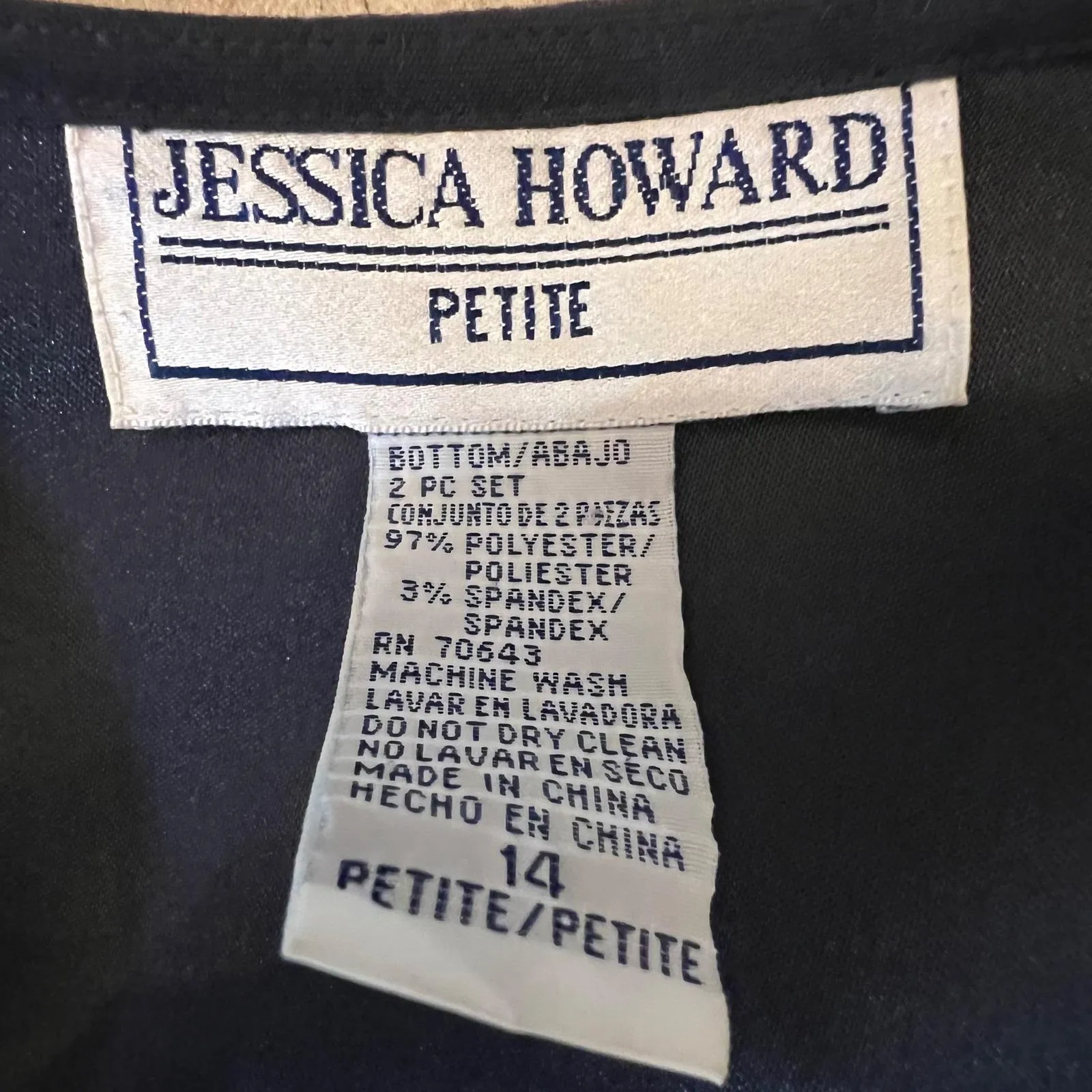 Vintage Jessica Howard 2 Pc Dress Jacket Set Abstract Floral Print 90s Size 14P - Image 10