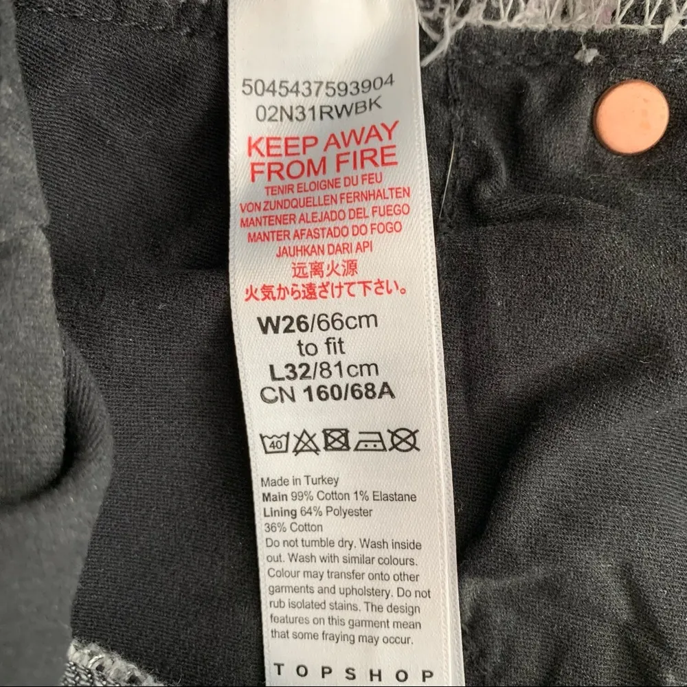 NWOT TOPSHOP High Rise Raw Waist Cropped Straight Jeans Size 26 - Image 10