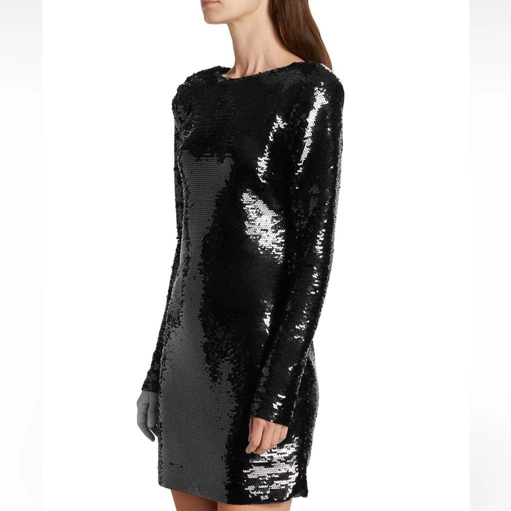 Frame Sequin Knit Long‎ Sleeve Open Back Mini Dress- NWT medium - Image 3
