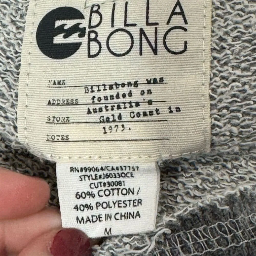 Billabong Gray Aztec‎ Ikat Graphic Sweatshirt M Raw Hem Distressed Boho Pullover - Image 8