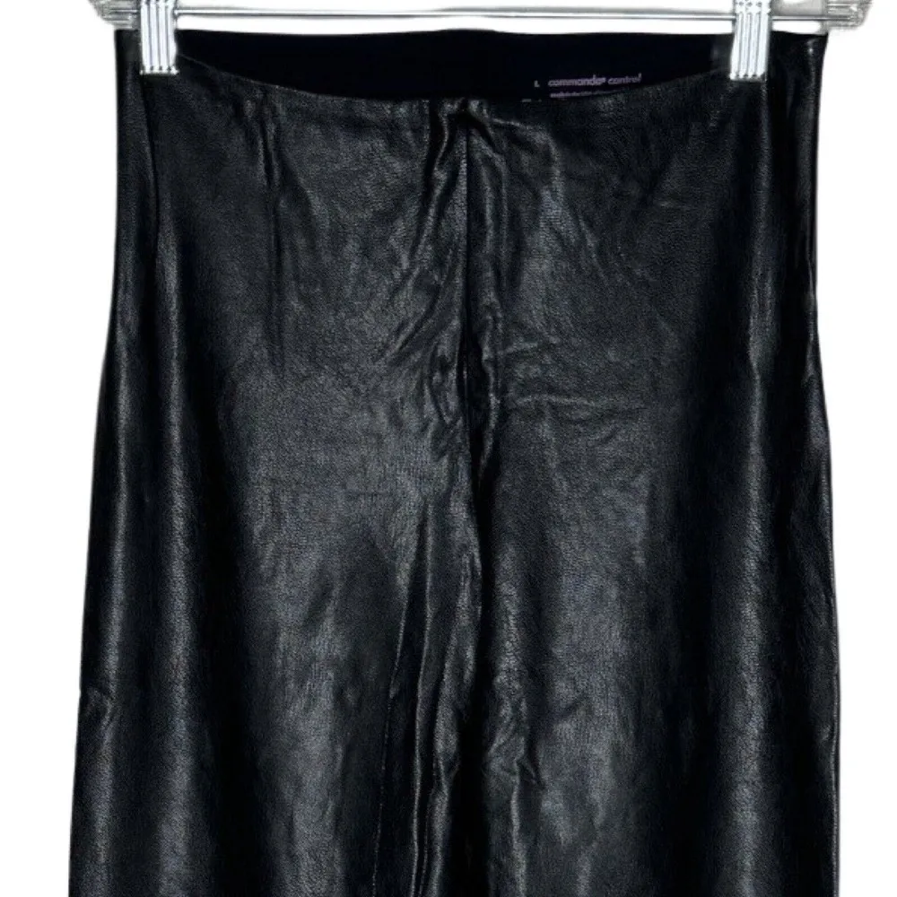 Commando Control Pants Women Large Black Skinny Faux Leather Legging Rocker Edgy - Image 3