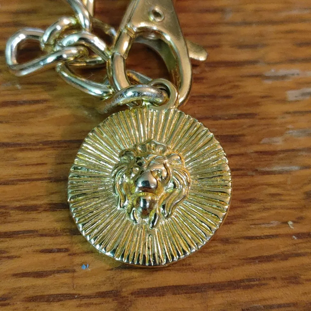 Belt Gold Elephant Link Chain Lion of Venice Medallion Clasp Vintage 36 Inches - Image 2