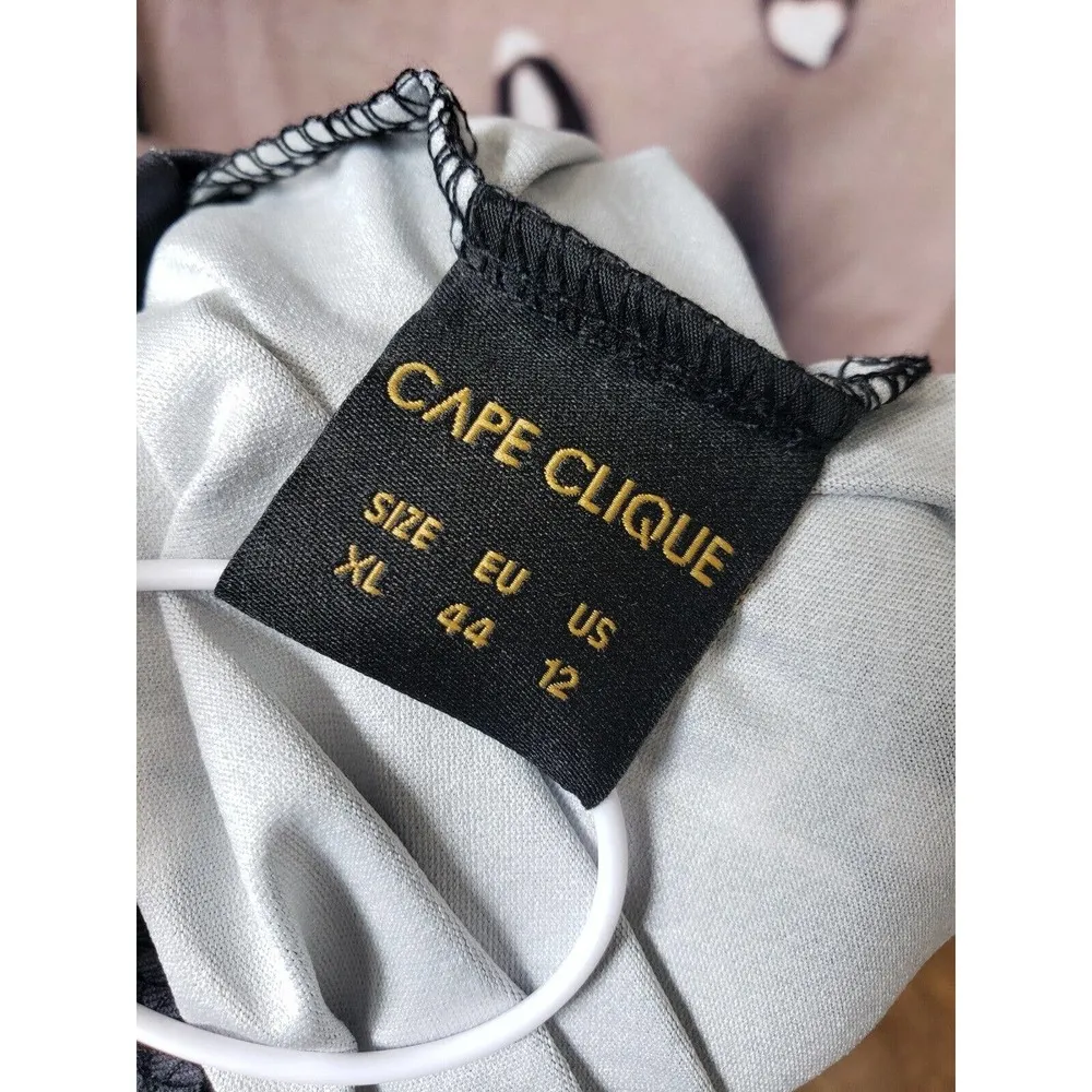 Cape Clique Women Black & Beige Polyester Strappy Long Maxi Raindrop Dress 12 - Image 8