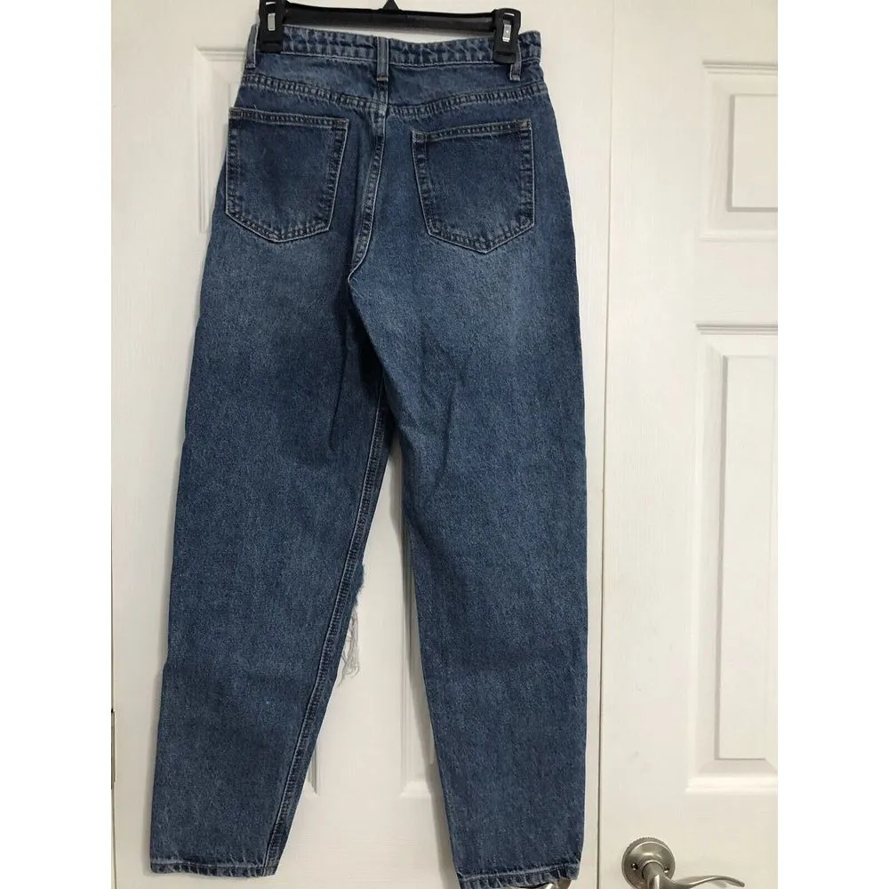 Prettylittlething High‎ Rise Denim Mom Jeans Womens Size 4 Distressed Ripped - Image 6