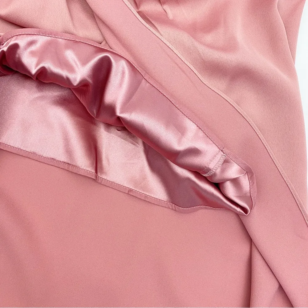 City Chic One Shoulder Sensual Satin Evening Tulip Hem Dress: Baby Blush Pink - Image 7