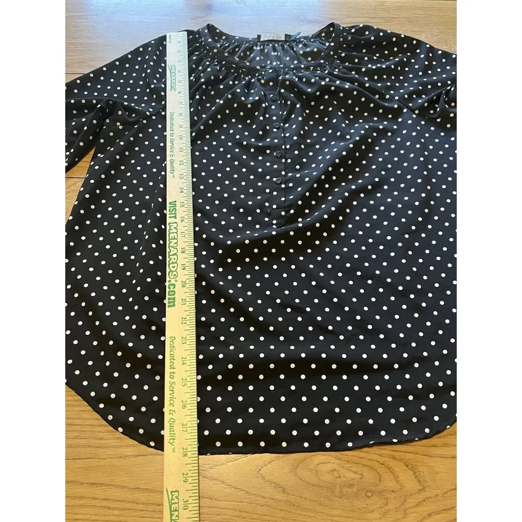 Ralph Lauren Womens‎ Top Size XL Black White Polka Dot Buttons Career Designer - Image 4
