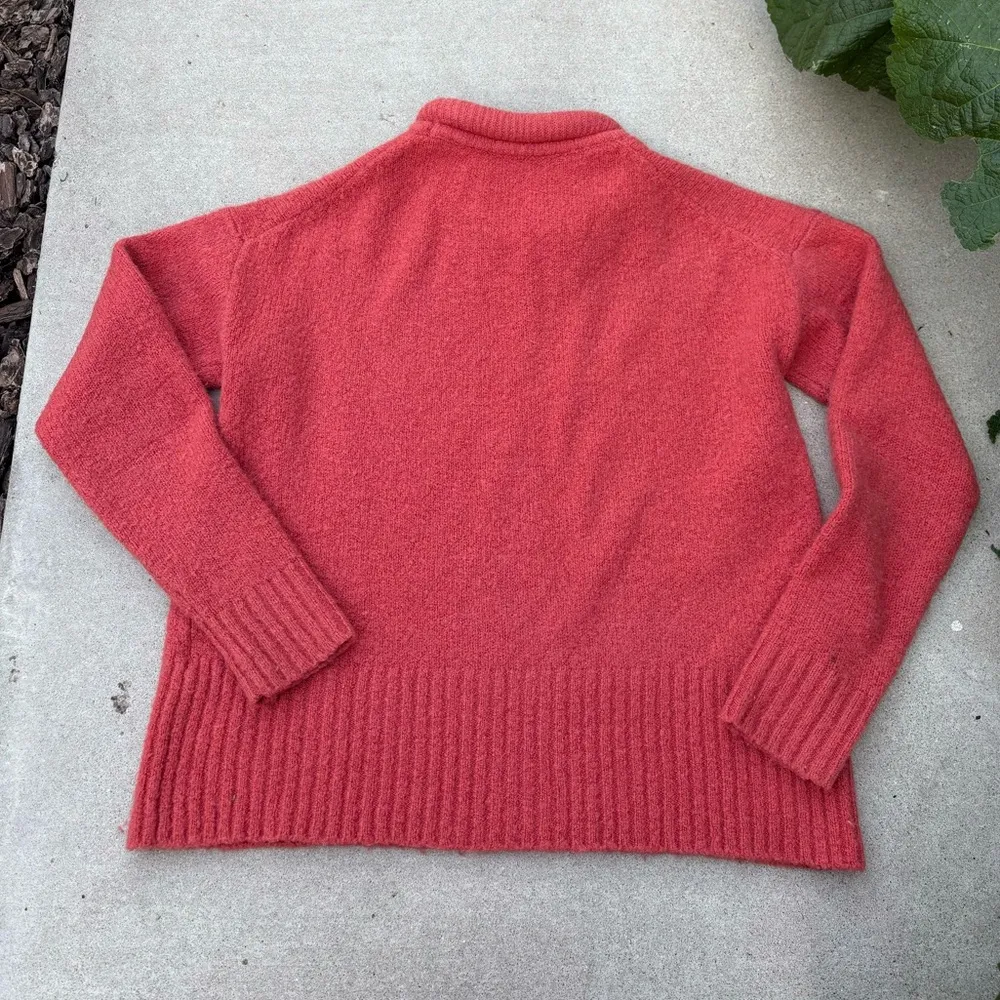 Madewell Fulton Sweater Coral Pink Alpaca Wool Blend Knit High-Neck Size XS - Image 8