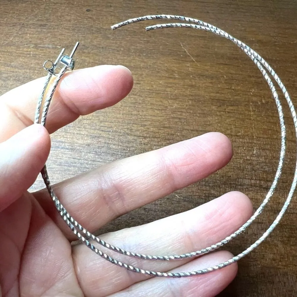 Womens Large Hoop Fashion Earrings Post Silver - Image 6