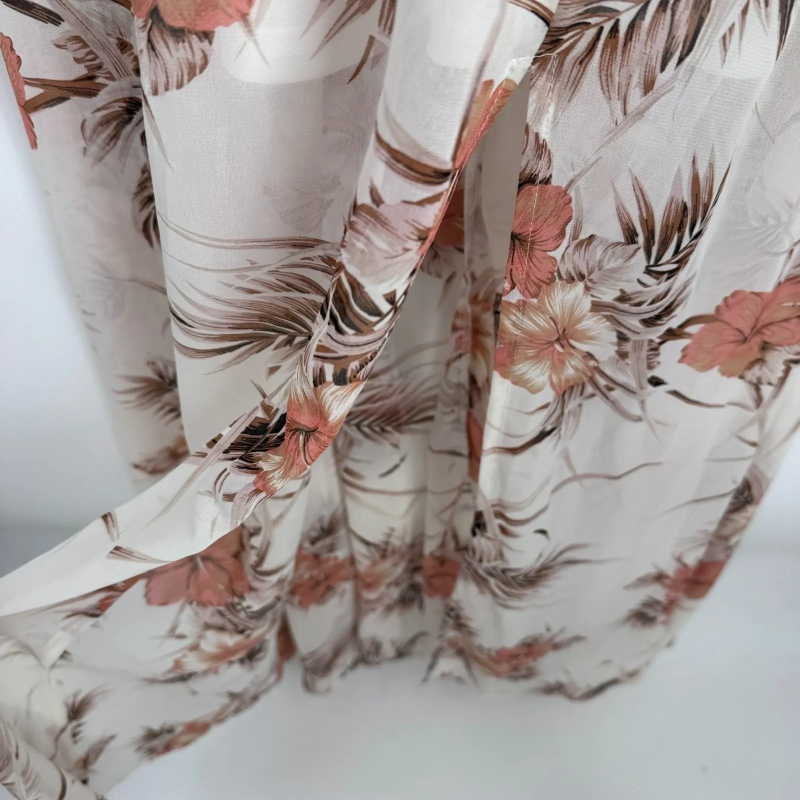 Baltic Born Maxi Dress Womens Small White Pink Tropical Flower Print Resortwear - Image 7