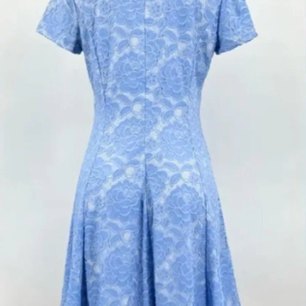 Anthropologie Hutch Blue Floral Lace V-Neck Fit & Flare Dress - Image 2