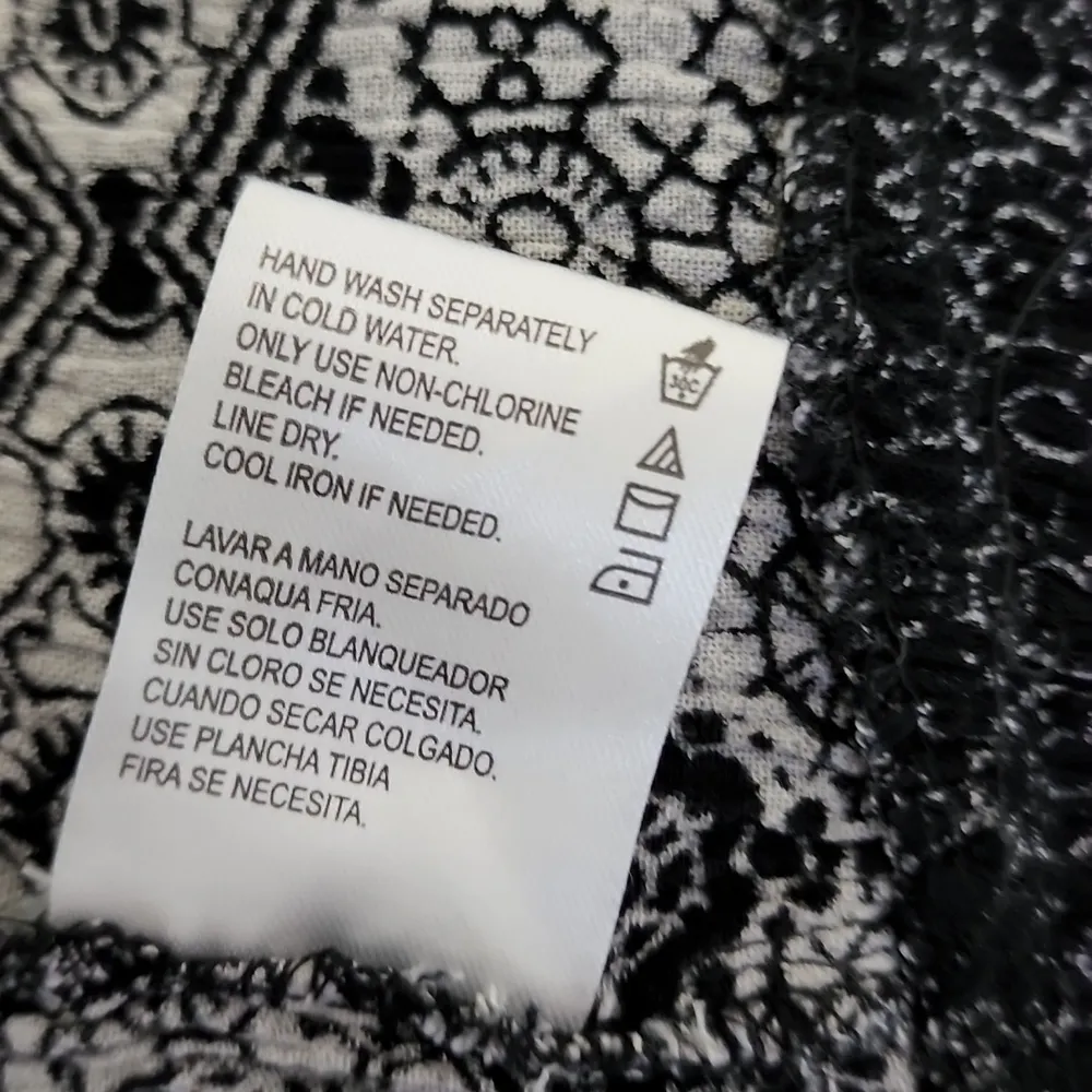 Bila Black White Boho Print Crochet Front Maxi Dress - Image 9