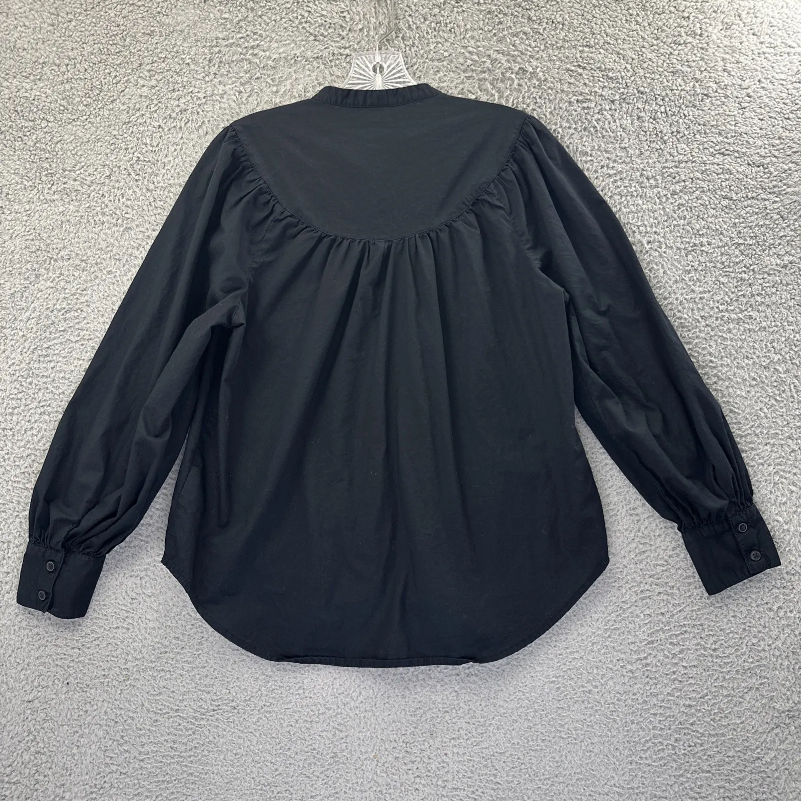 Old Navy Long Sleeve Henley Popover Black Cottage Prairie Dark Boho Women Small - Image 2