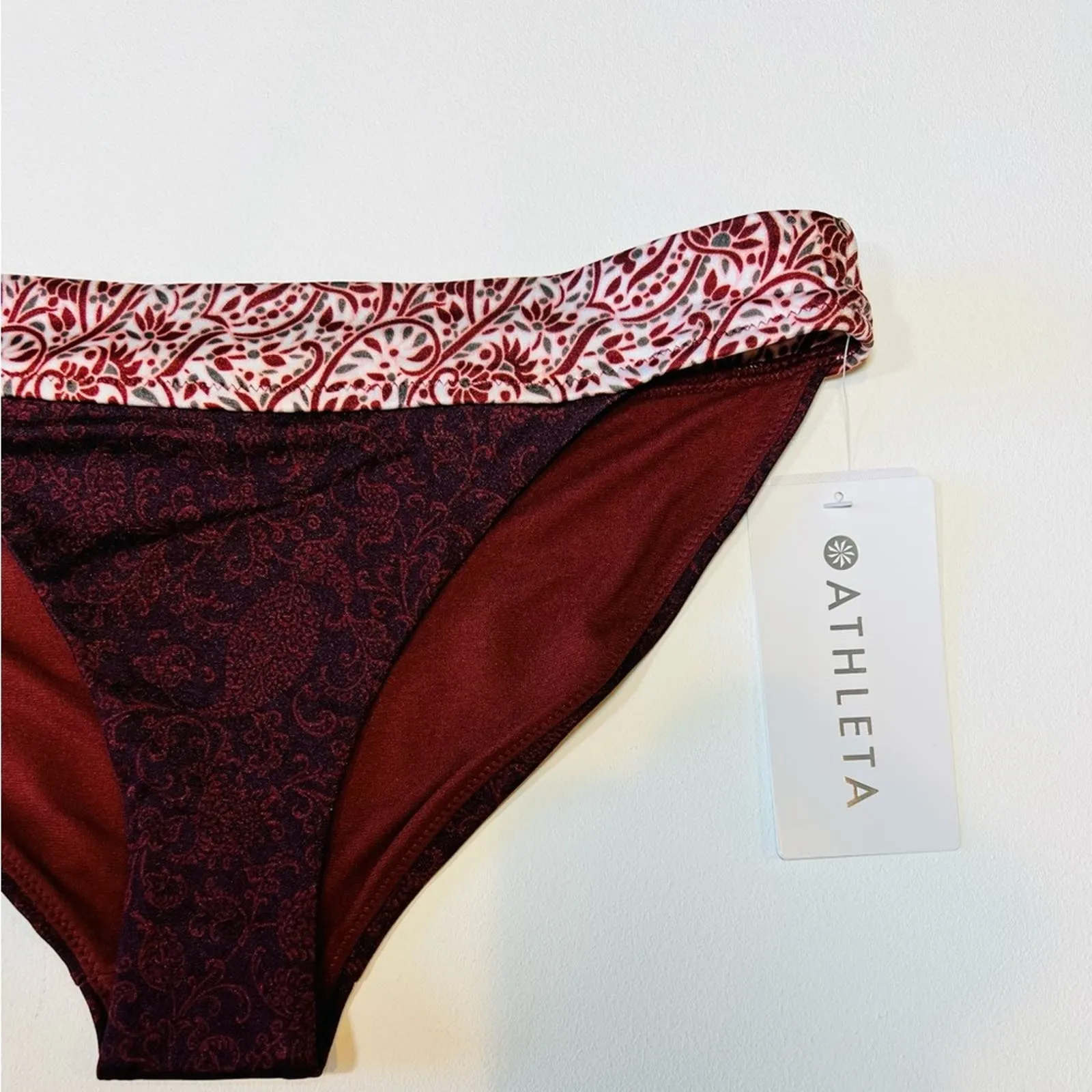 🆕 NWT Athleta Aqualuxe Batik Mid Rise Bottom Bikini Floral Swimsuit Size Medium - Image 10