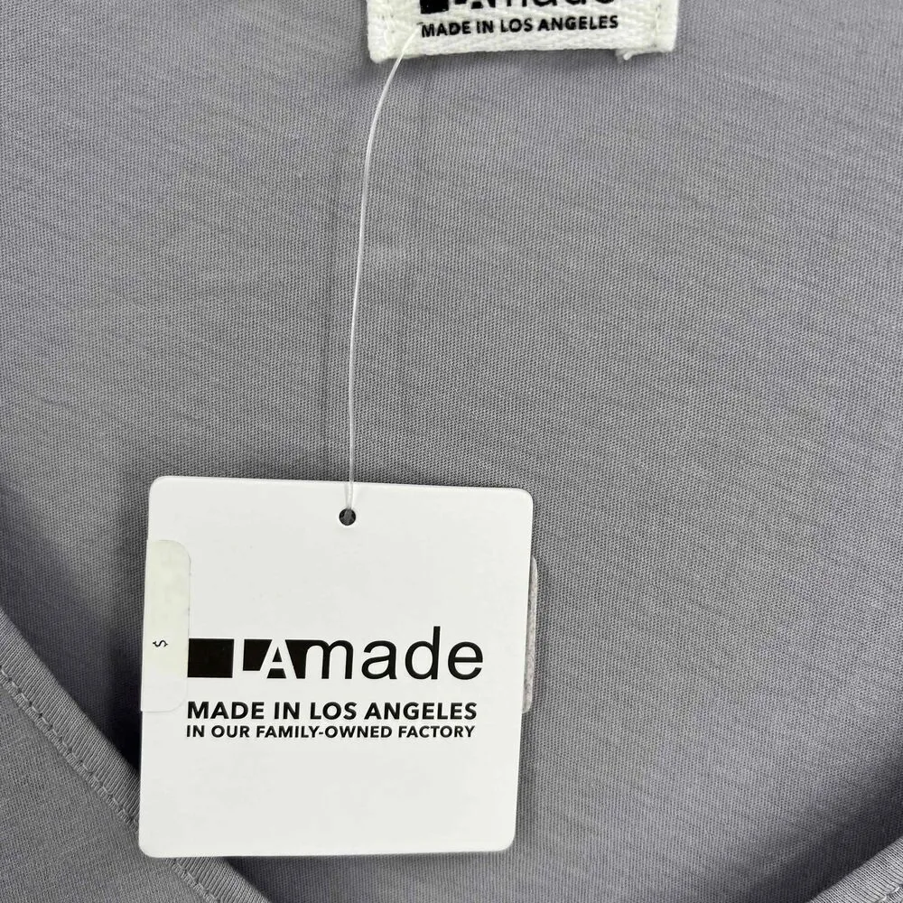 LAMADE Dapple Gray Lightweight Long Sleeve Tee V Neck Cotton Womens Small - Image 3