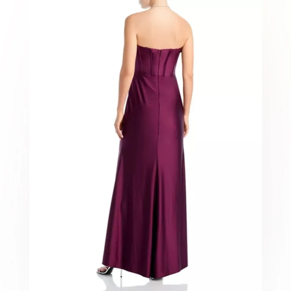 AQUA Formal Wrapped Strapless Corset Gown Wine Women’s Sz 12 - Image 4