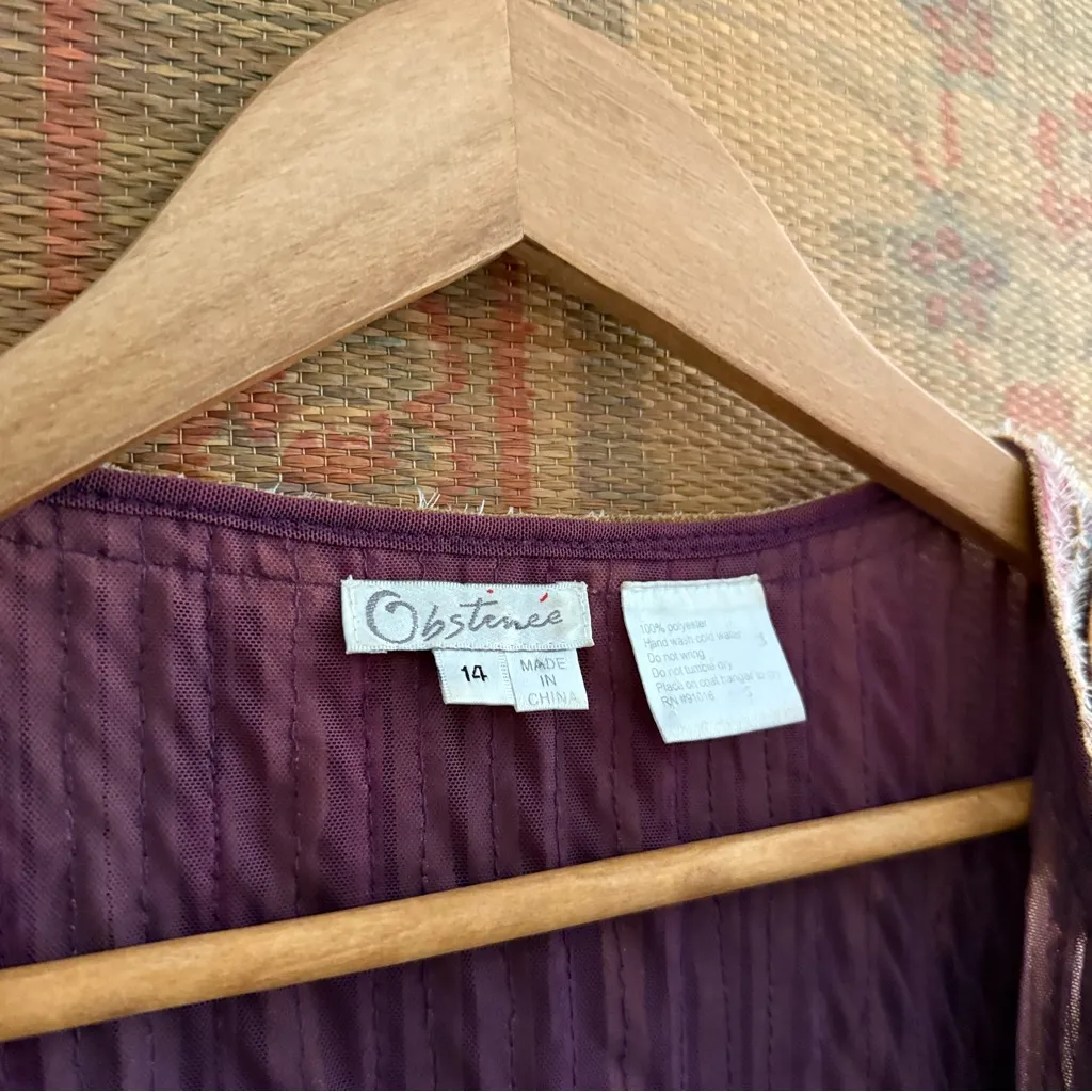 Vintage Wearable Art Mesh Lightweight Jacket Purple Size 14 - Image 3