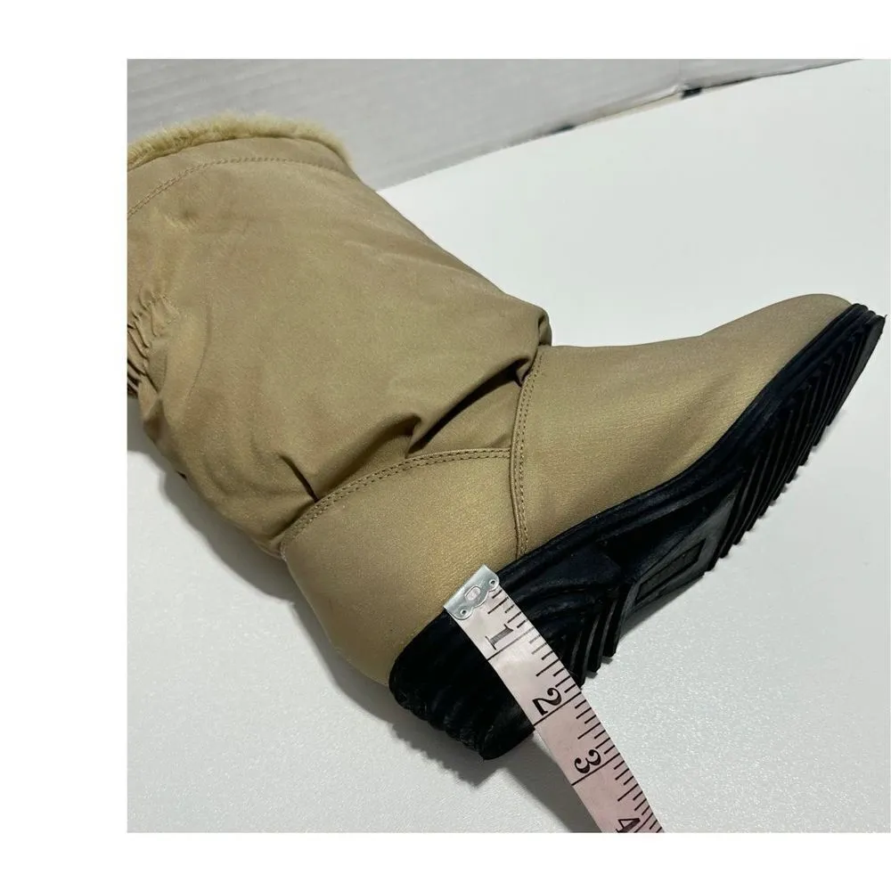 AJ Valenci Icicle Round Toe Mid Calf High Faux Fur Collar Zip Winter Boots Tan 7 - Image 12