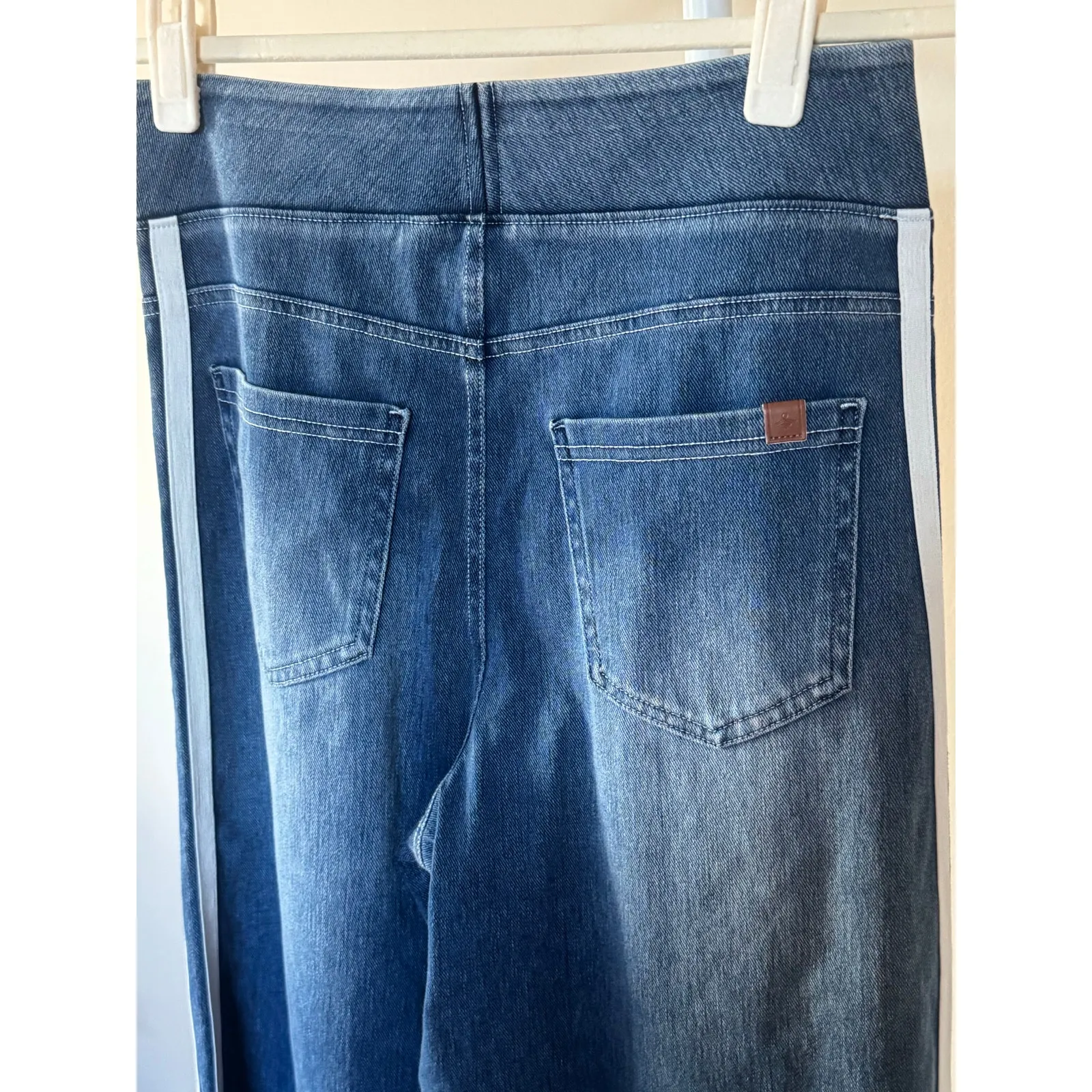 NWOT Halara Flex High Waisted Stripe Wide Leg Jeans Dark Blue Stretchy Denim - S - Image 9