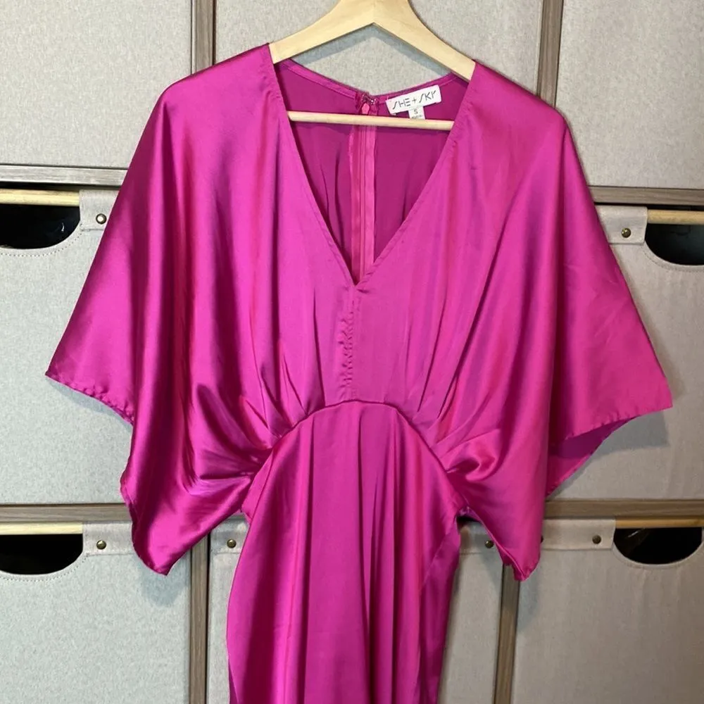 She + sky magenta satin midi - Image 3