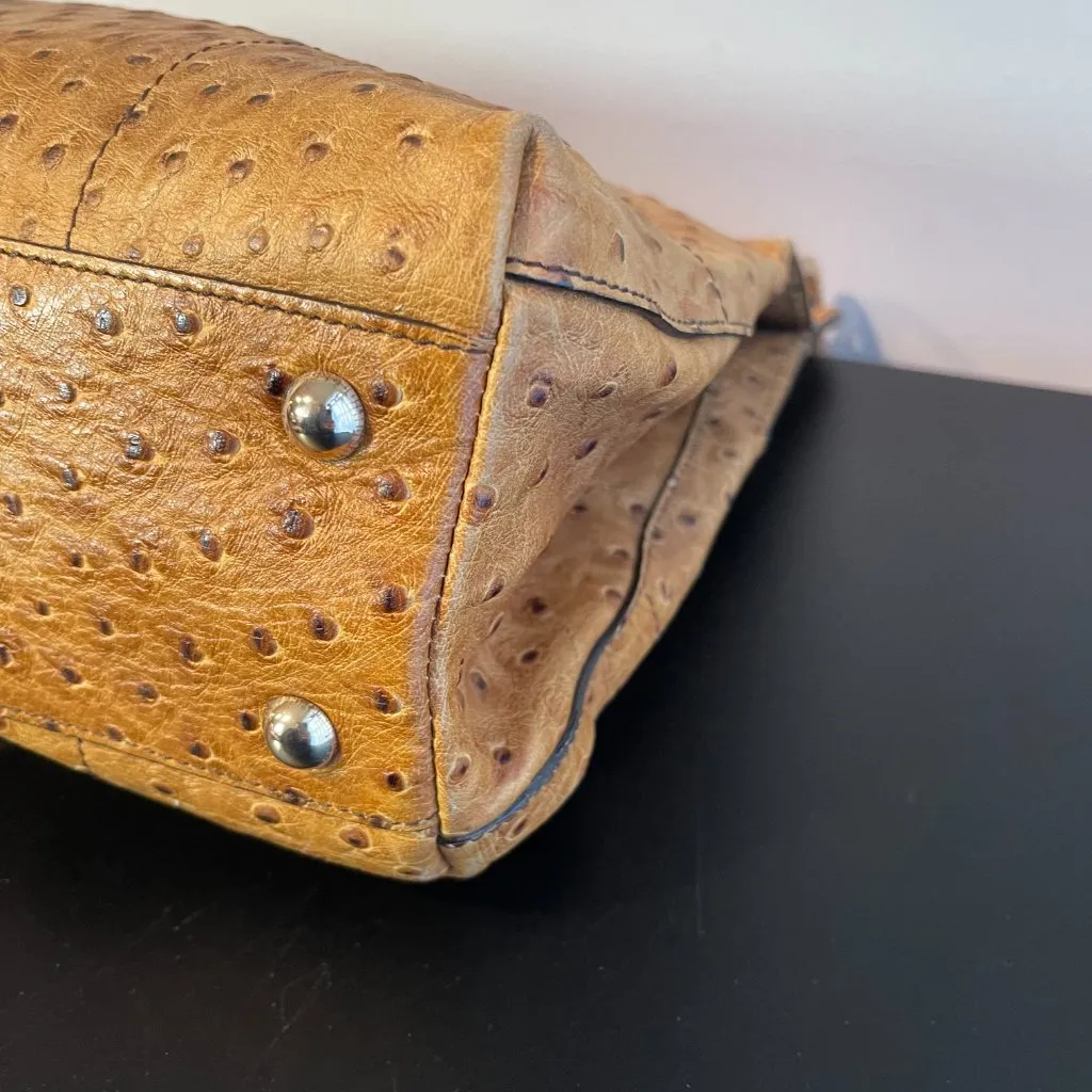 Furla Ostrich Leather 2-Way Top Handle Crossbody Bag - Preowned - Image 7