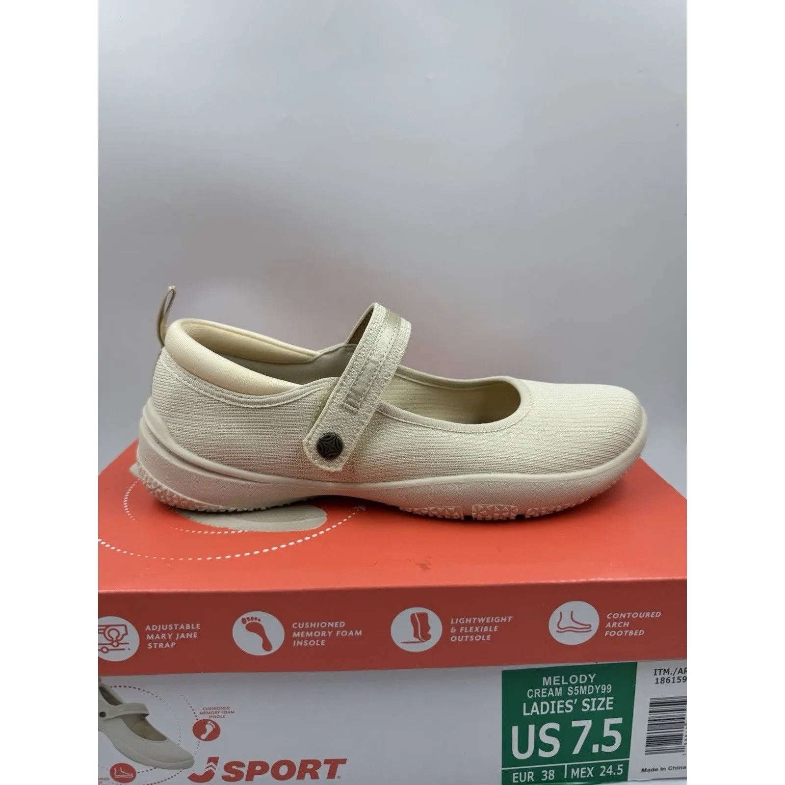 Jsport Womens Shoes Beige Mary Jane Memory Foam Contoured Arch Lightweight 7.5 - Image 10