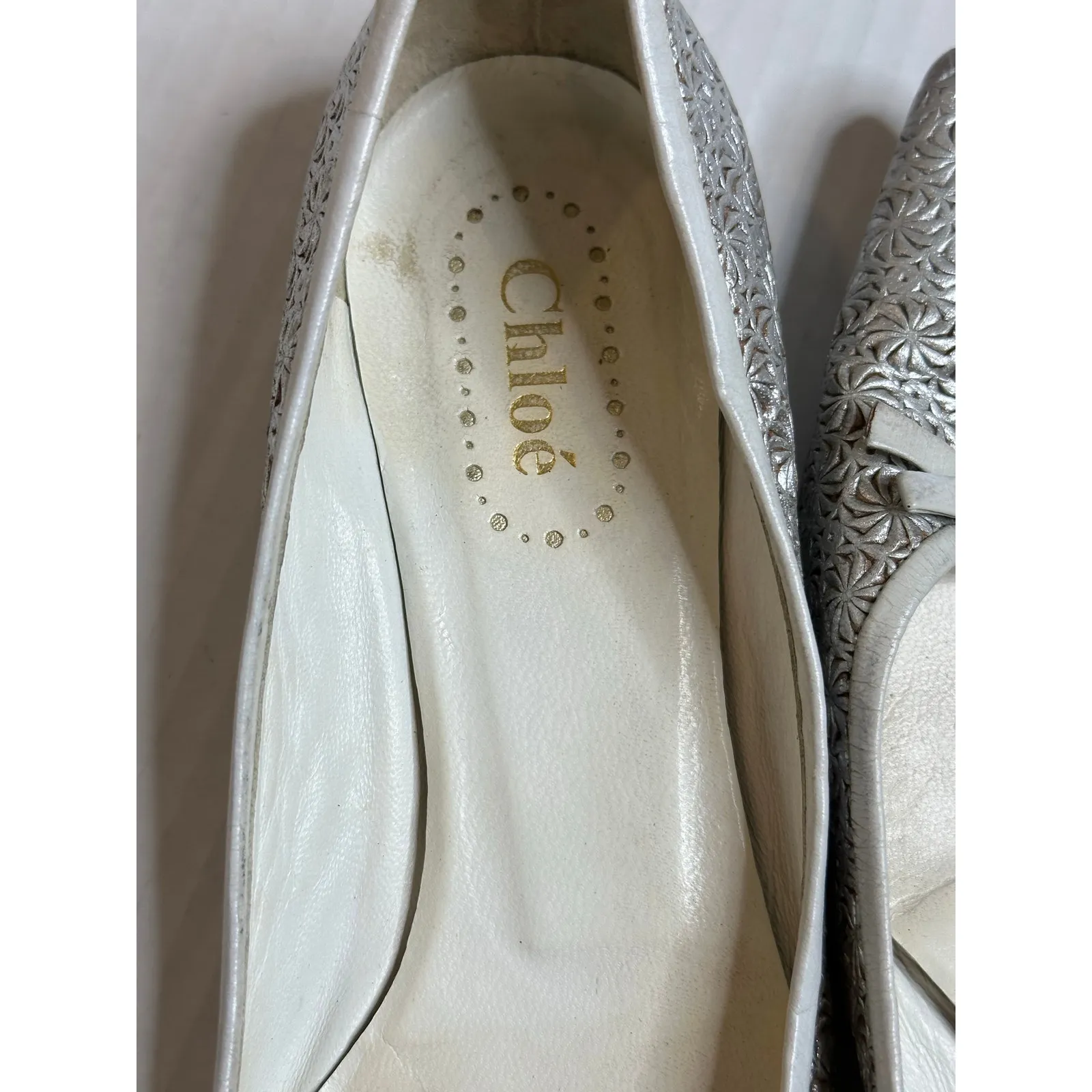 Vintage Chloe silver metallic pointed ballet bow flats size 36 fit like US 6.5 - Image 13
