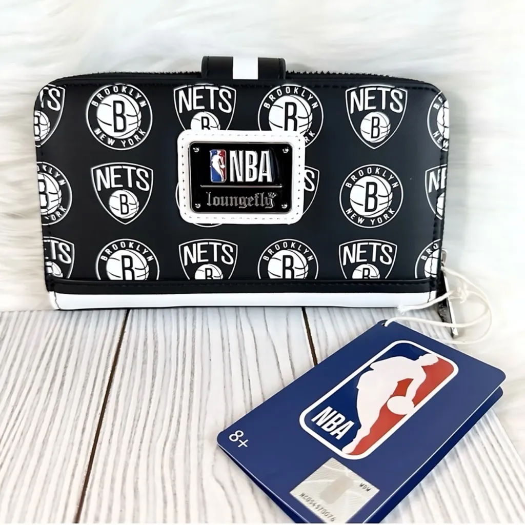 Loungefly NBA Brooklyn Nets Logo Zip Around Wallet NWTS - Image 4