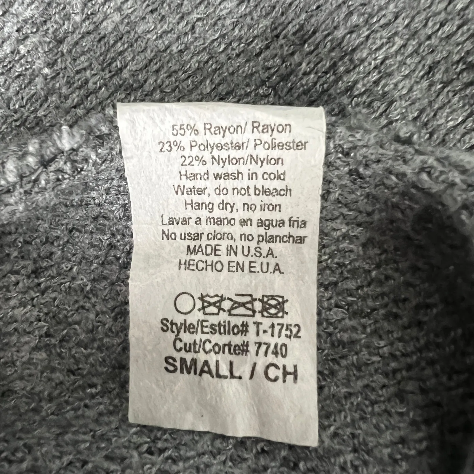 7th Ray Vintage Twisted Black Long Sleeve Gray Top Size Small Soft Lightweight - Image 9