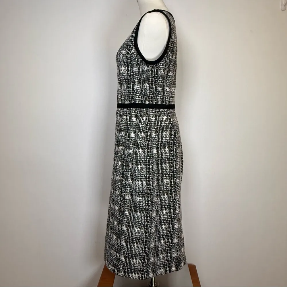 Lands End Sleeveless Tweed Black White Plaid Sheath Dress Women’s Size 6T (Tall) - Image 2