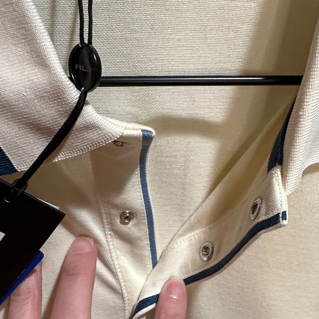 NWT Ralph Lauren RLX Women’s Size Large Cream Polo with Blue Detail - Image 4