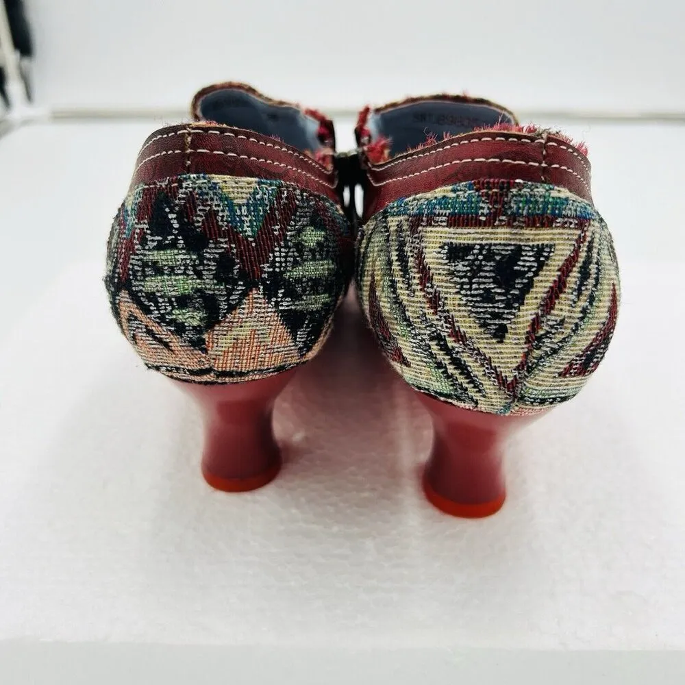 Socofy Size EU 38 US 7 Retro Classic Leather Tapestry Pump 2.5" Heels Shoes - Image 8