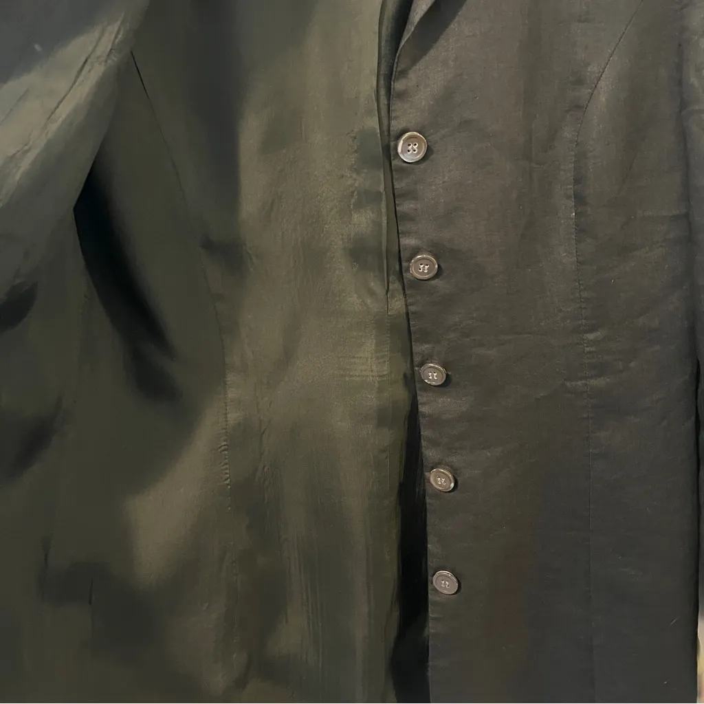 J Crew Black Linen Button Down Blazer, Lightweight, Size 8 - Image 4